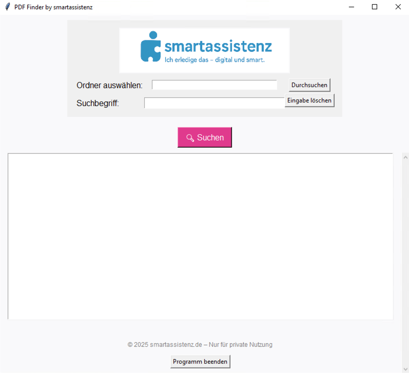 Screenshot des PDF Finder Tools